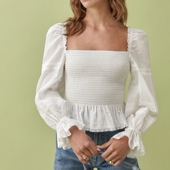 Reformation Roland Top In White Size Extra Large - Picture 9 of 9